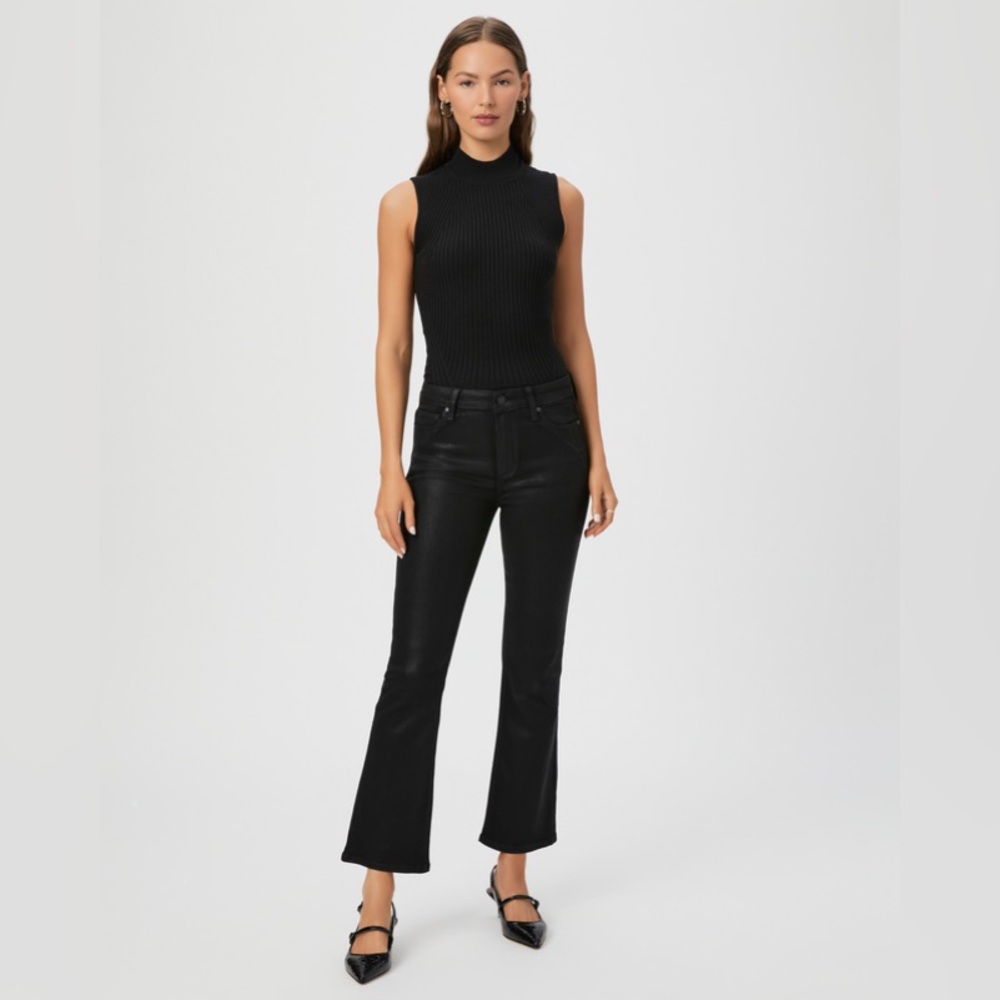 NWT Paige Claudine Luxe Coated Jeans - Black